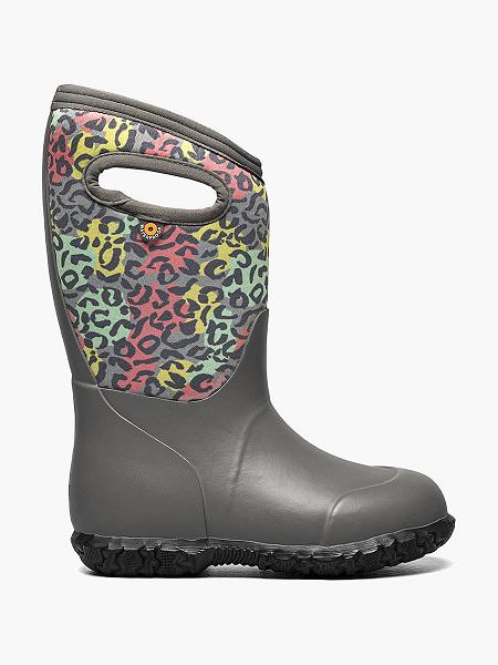 BOGS Boots Deutschland - York Neo Leopard Regenstiefel Kinder Grau Multi DE13604